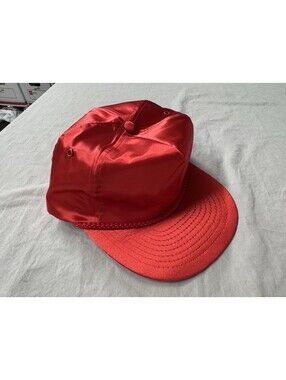 Vintage Nissin Red Blank Trucker Hat w Adjustable Zipstrap